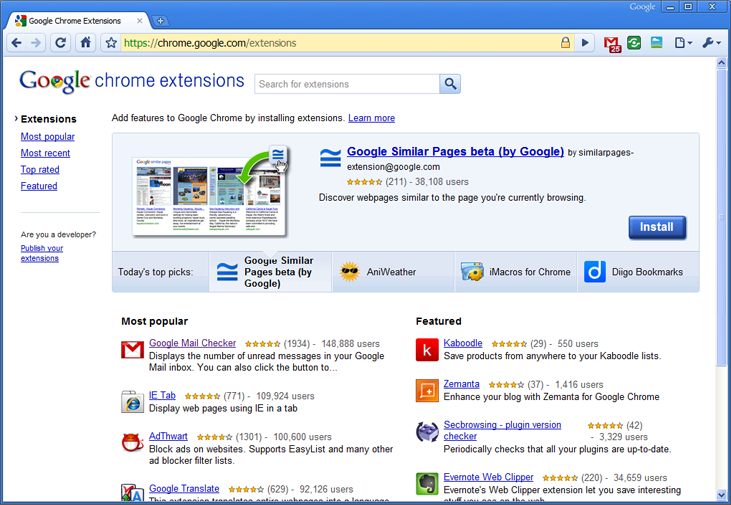Official Google Blog Extensions, bookmark sync and more for Google Chrome