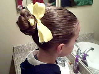 Side view of the Braided Bun with Ribbon