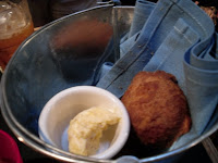 Complimentary Johnny Cakes with sweet herbed butter at the Main Street location of The Reef