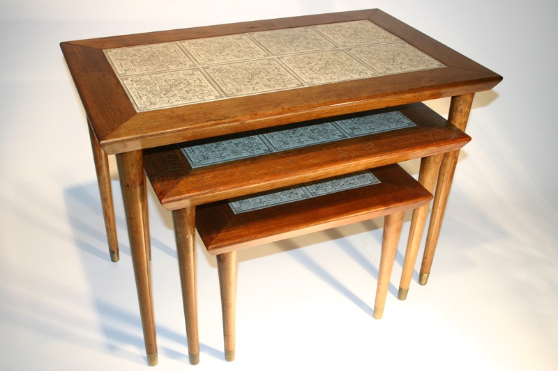 cercis Walnut Tile Top Nesting Tables
