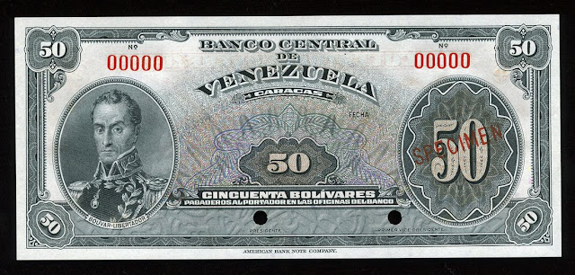 Venezuela money 50 bolivares banknote
