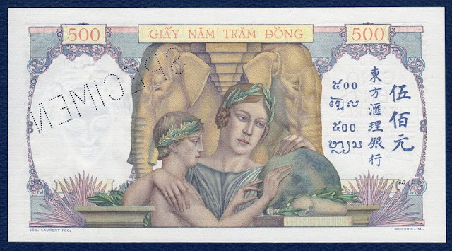 500 Piastres French IndoChina 1939 Specimen banknote
