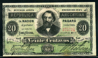 paper money Argentina 20 Centavos banknote Fractional Currency