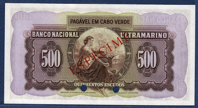 Paper Money Collection Cape Verde 500 Escudos Banco National Ultramarino