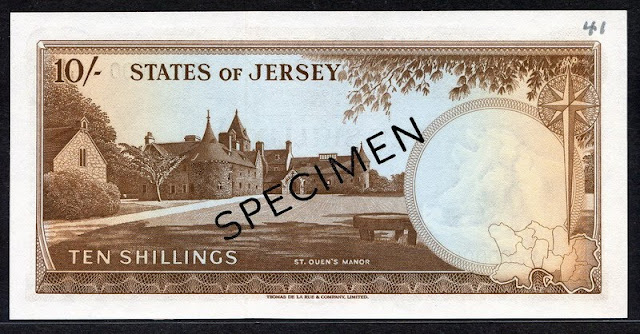 Jersey currency 10 Shillings banknote Saint Ouen's Manor