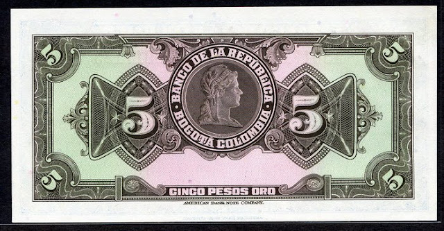 Colombian banknotes 5 Pesos Oro