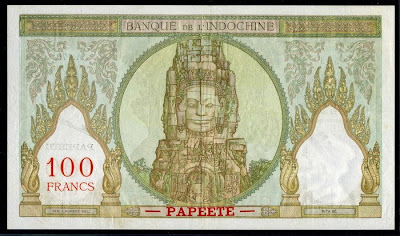 Paper Money Tahiti 100 Francs