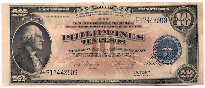 Philippine banknotes 10 Pesos Victory note George Washington