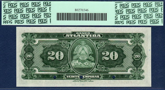 Honduras bank notes Banco Atlantida 20 Lempiras banknote bill