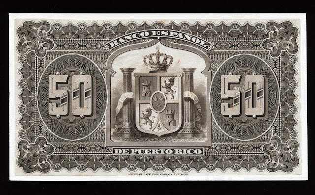 Puerto Rico paper money 50 Pesos Bill note