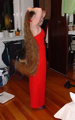 Long Hair Paradise Sexual woman red dress