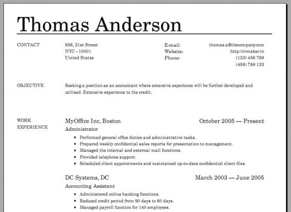 Professional resume quick easy