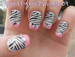 zebra nail pink print french designs tip konad nails cute prettyfulz pretty tips