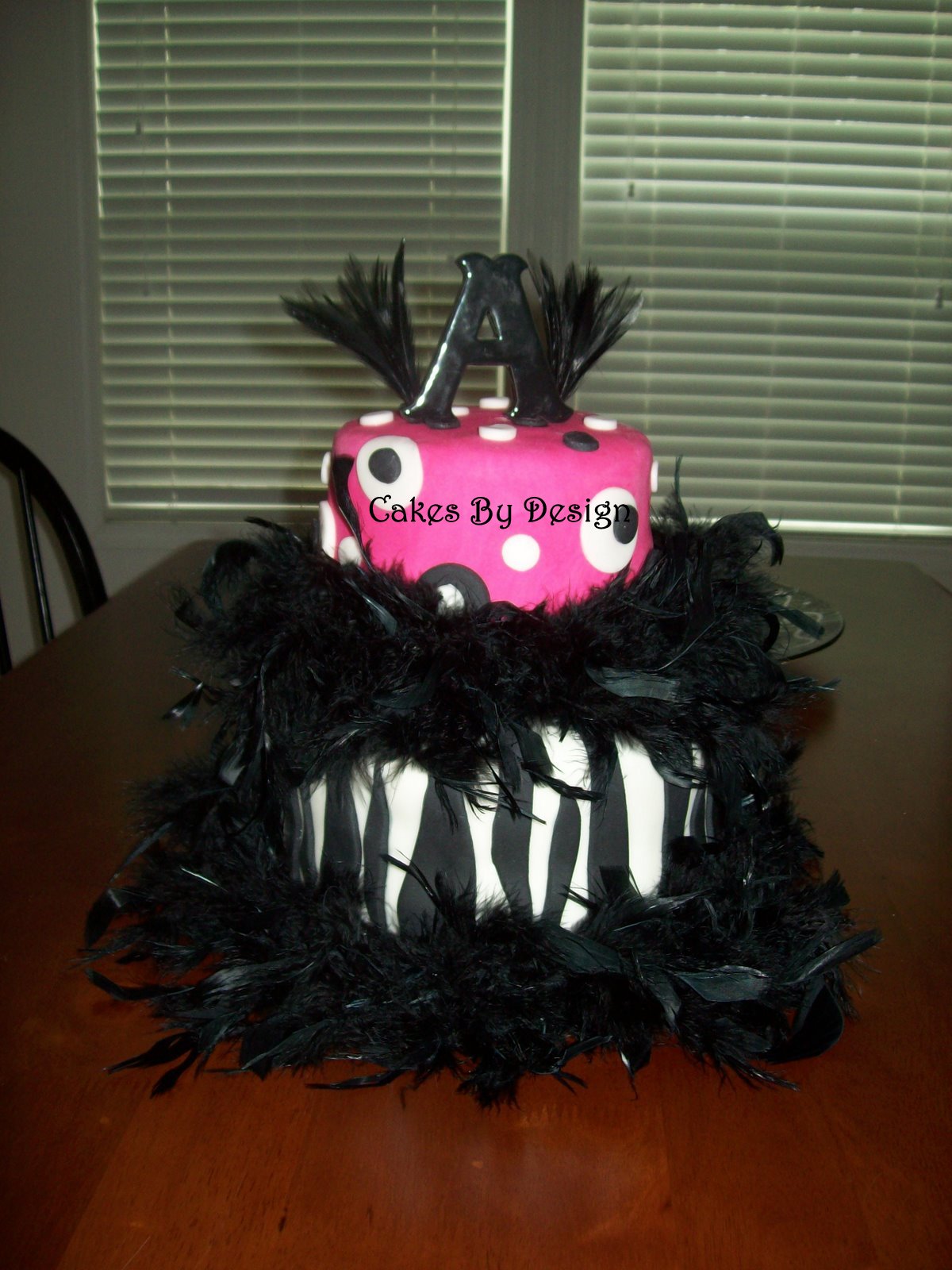 Cakes By Design Zebra and Feather Boa Cake
