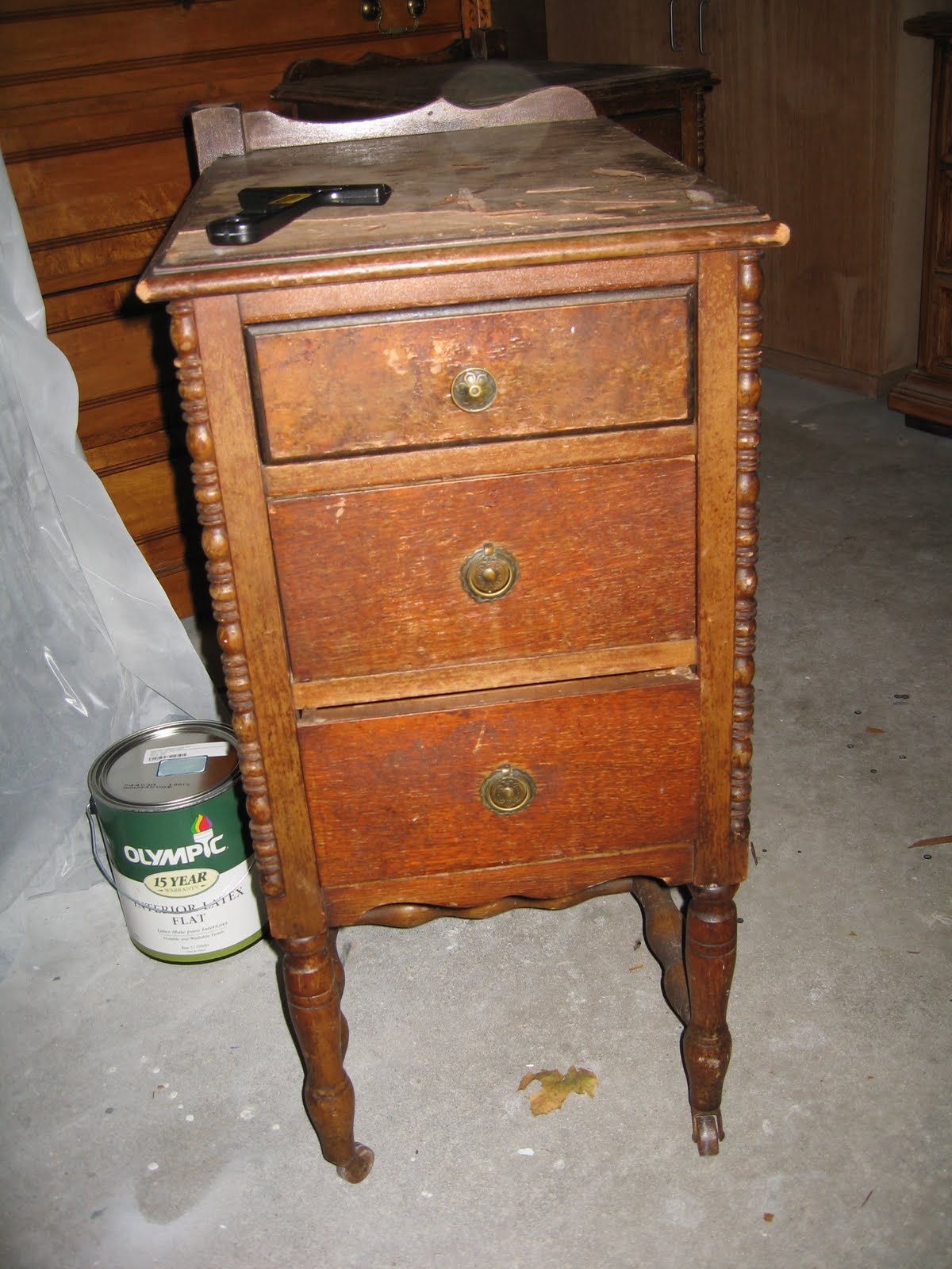 Little Green Brush Two Skinny Nightstands