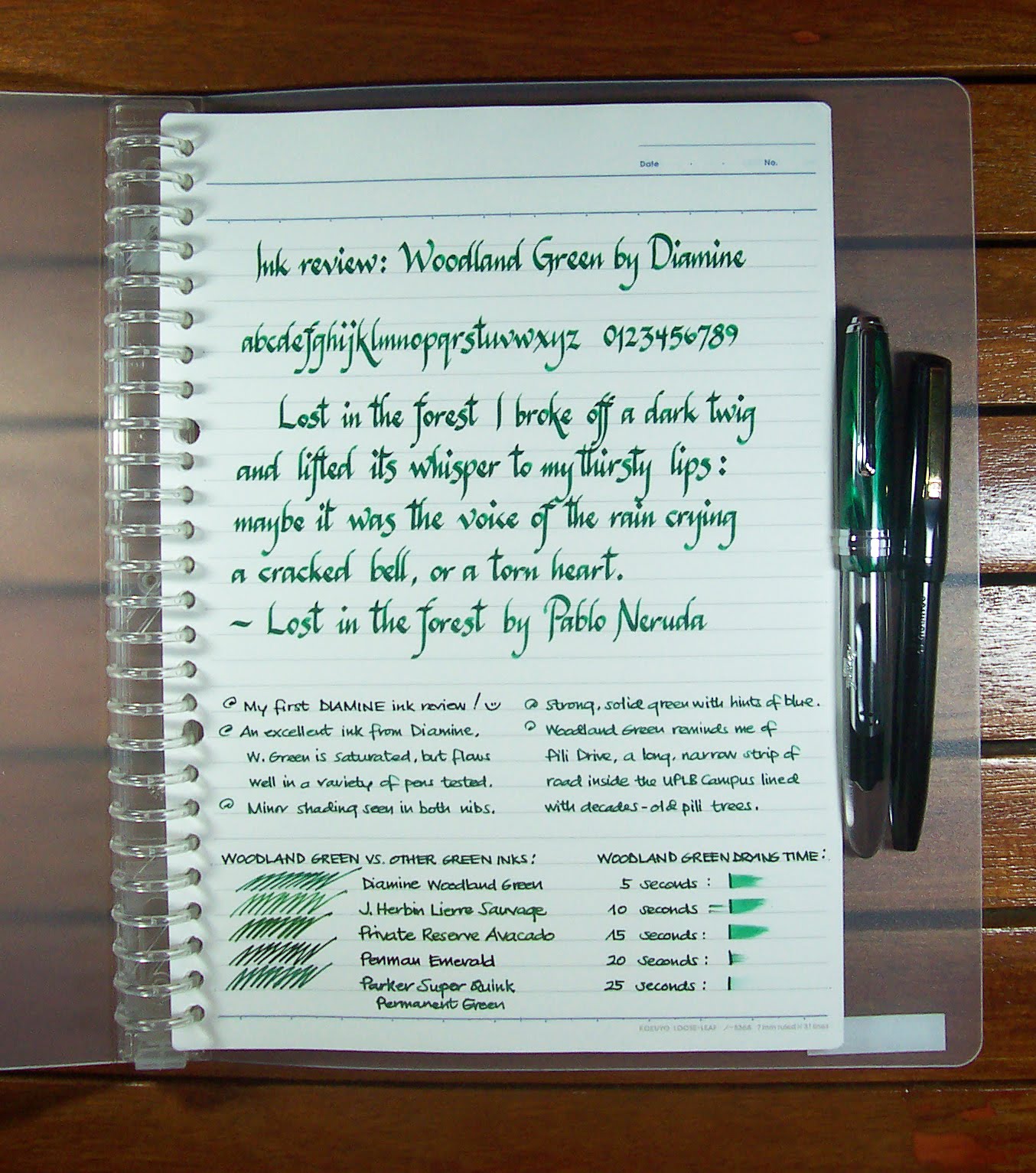 Ink Review #1259: Diamine Woodland Green — Mountain of Ink