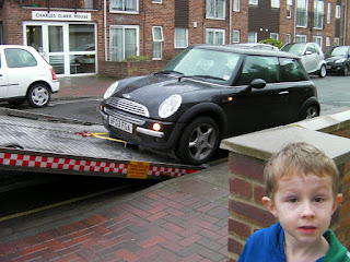 black mini removed by tow truck football parking restrictions apsley road portsmouth