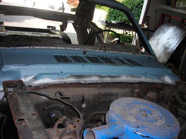 1966 Mustang Coupe Restoration Cowl repair is complete