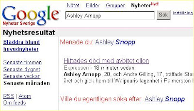 Google föreslår: Menade du: Ashley Snopp