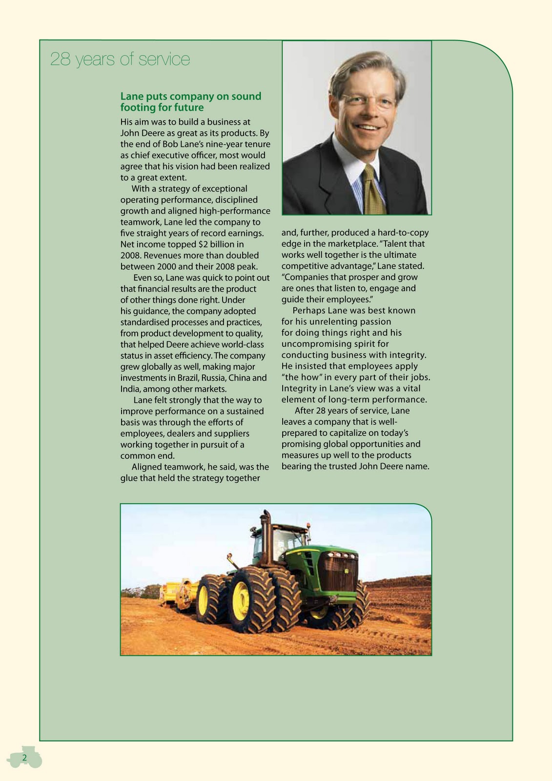 t is for tom John Deere Annual Report