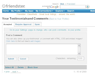 Friendster sudah 2000 komentator