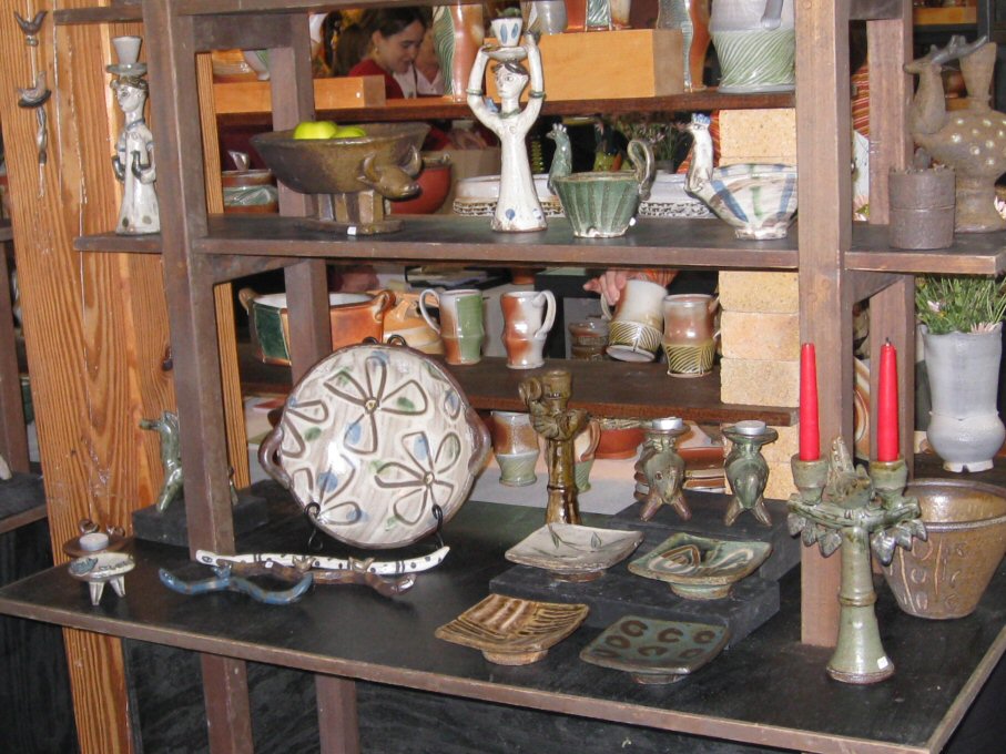 Shambhala Pottery Shawn Ireland's booth at the Spruce Pine Pottery market