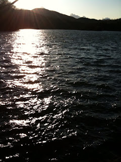 一碧湖と夕日