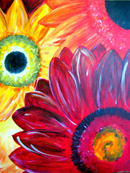 painting paintings twist canvas flower easy spring acrylic party paint flowers summer wine drawing daisies step idea simple sign daisy