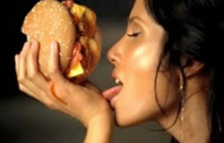 padma lakshmi giving head to a hamburger