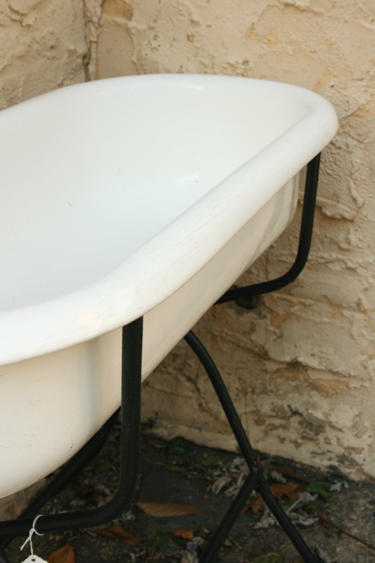 Beach House Living Vintage baby tub with iron stand