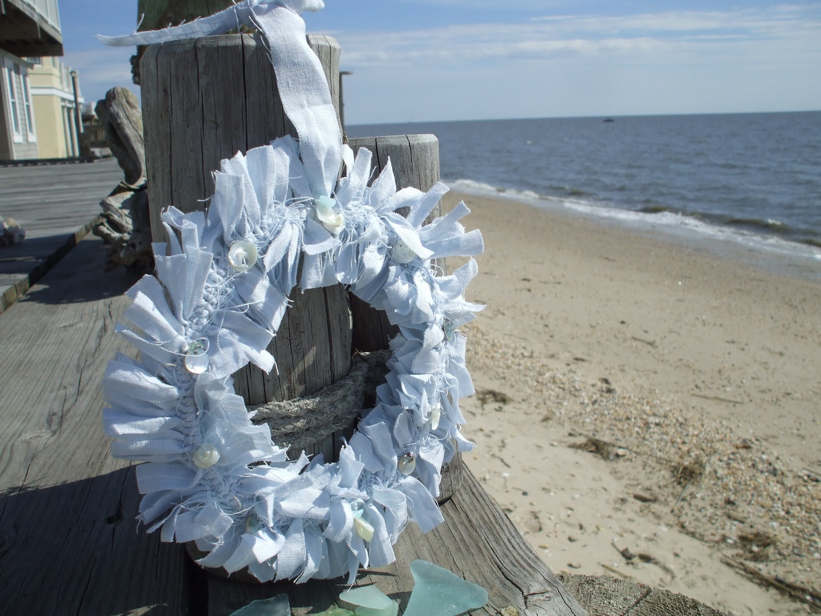 Beach House Living: Sea inspired rag wreaths