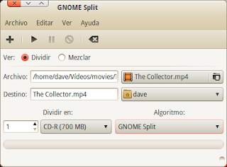 Gnome Split - Dividiendo ficheros en Gnome
