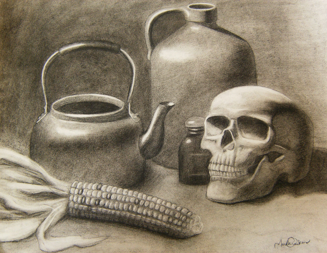 A Product of Contemplation charcoal still life