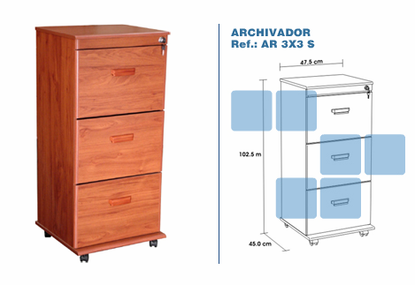 muebles modulares interdesign: archivador de tres cajones $ 185.000
