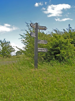 On the left, the meeting point of the Ridgeway and the Icknield Way at the foot if Ivinghoe Beacon; On the right, the Windcatcher, the air intake for the Dunstable Down Visitor Centre heating system