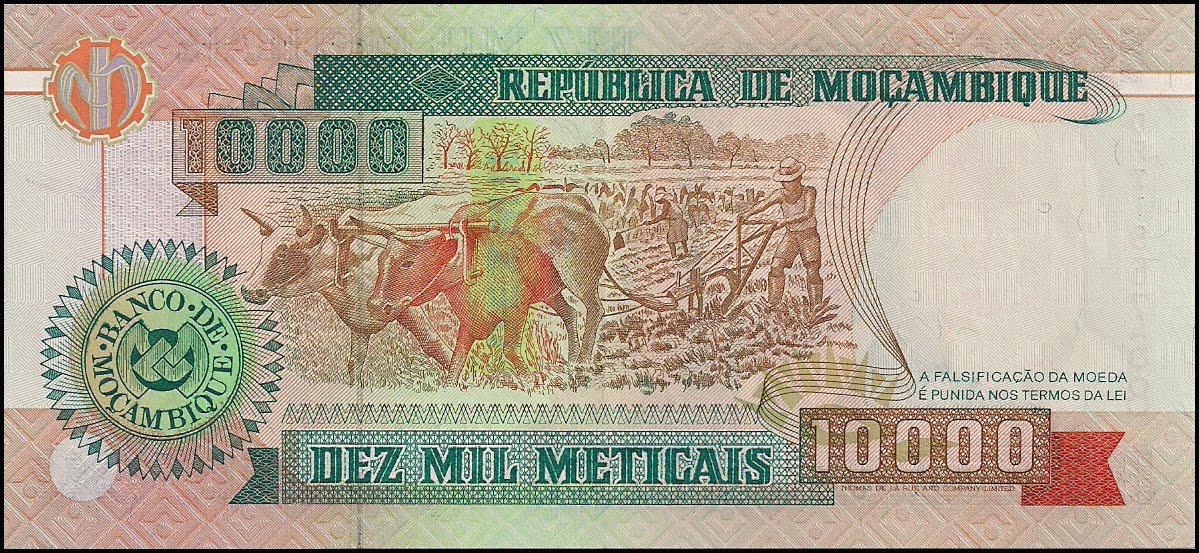 Mo ambique 10000 Meticais De 1991 Pick 137 Notas mo-ambique-10000-meticais-de-1991-pick-137-notas
