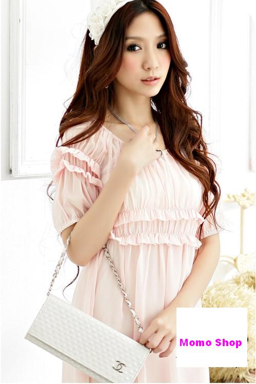 Japanese / Korean Dresses: Korean Dress J1218 Pink/Dark Blue - S$24.00