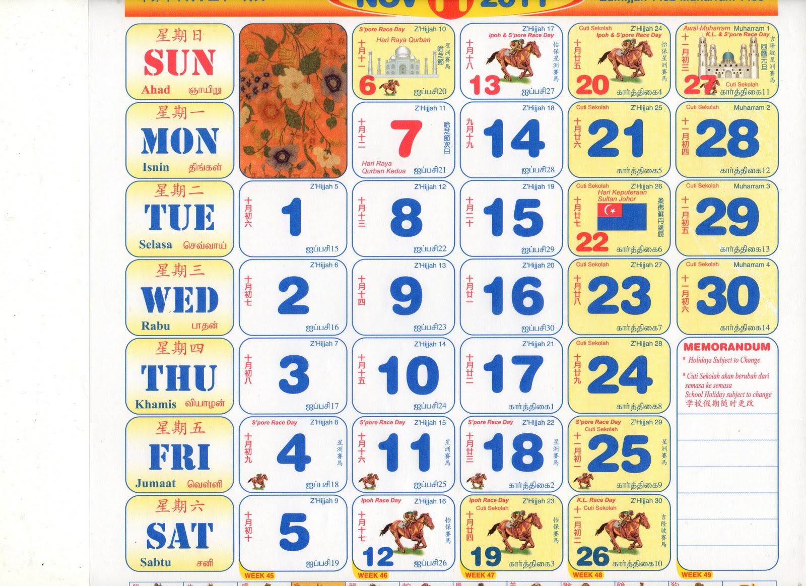 hari apa 9 bulan sebelum 11 november 2011