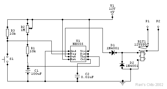 Photo Timer<a href='http://schemecircuit.com/'> circuit</a> Using 555 Microchip