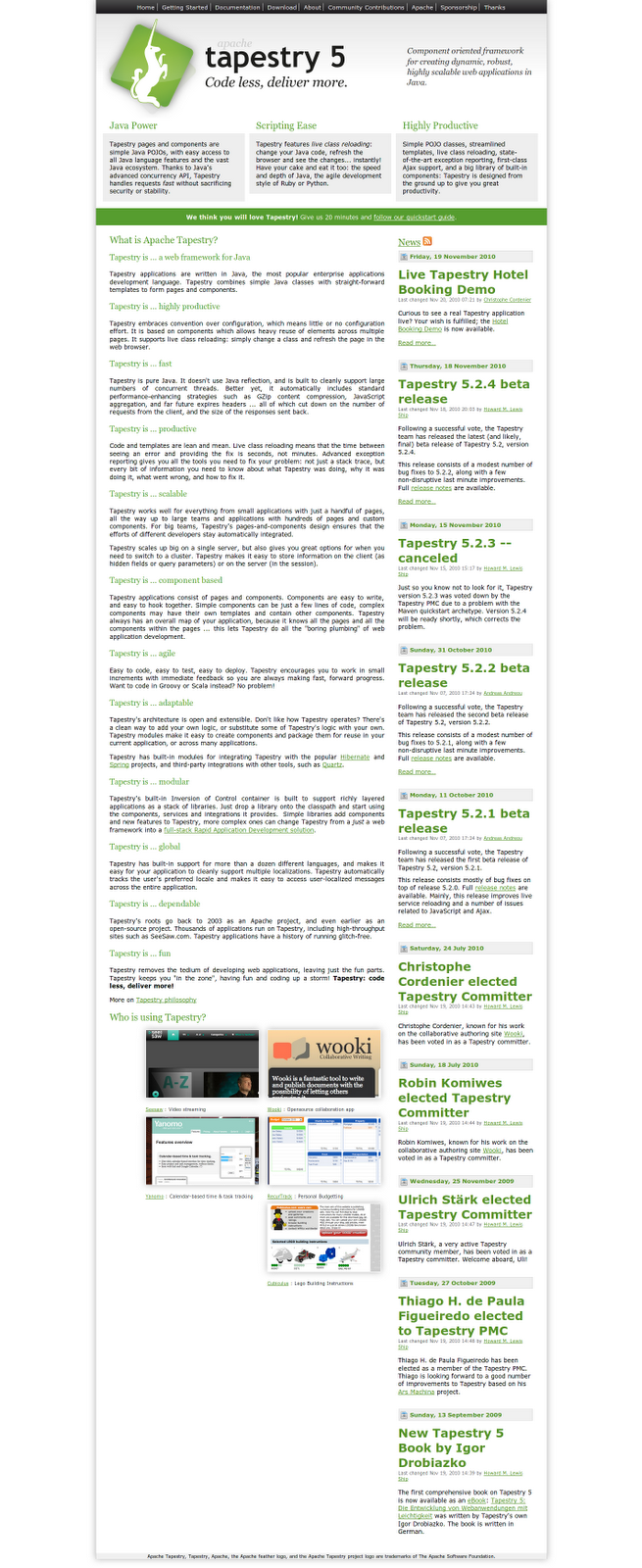 Nueva página web de Apache Tapestry El blog de pico.dev