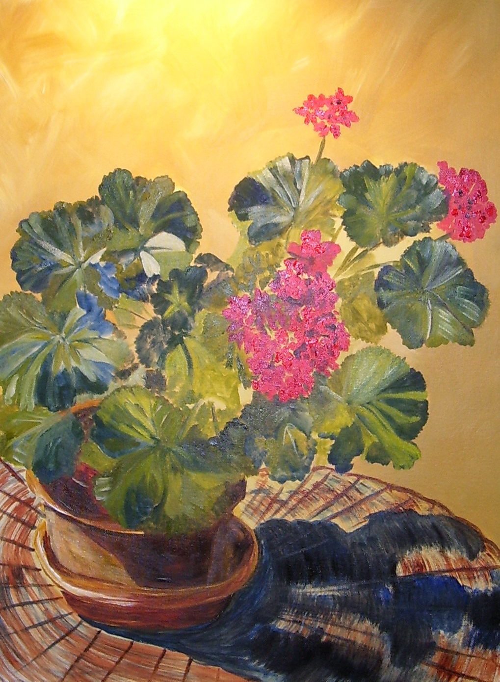 Art-by-MSR: Oil Painting Demonstration: Simple Geranium in Terracotta Pot