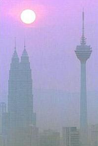 Smog en el aire de Kuala Lumpur, Malasia