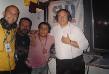 Con el staff de LV2 Gustavo Chavez, Marcelo Montoya y Alberto Ferrario