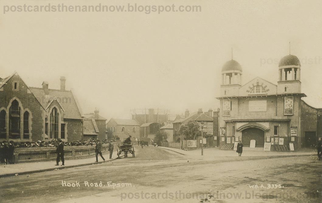 Postcards Then and Now Epsom, Junction of Hook Road and East Street c1913