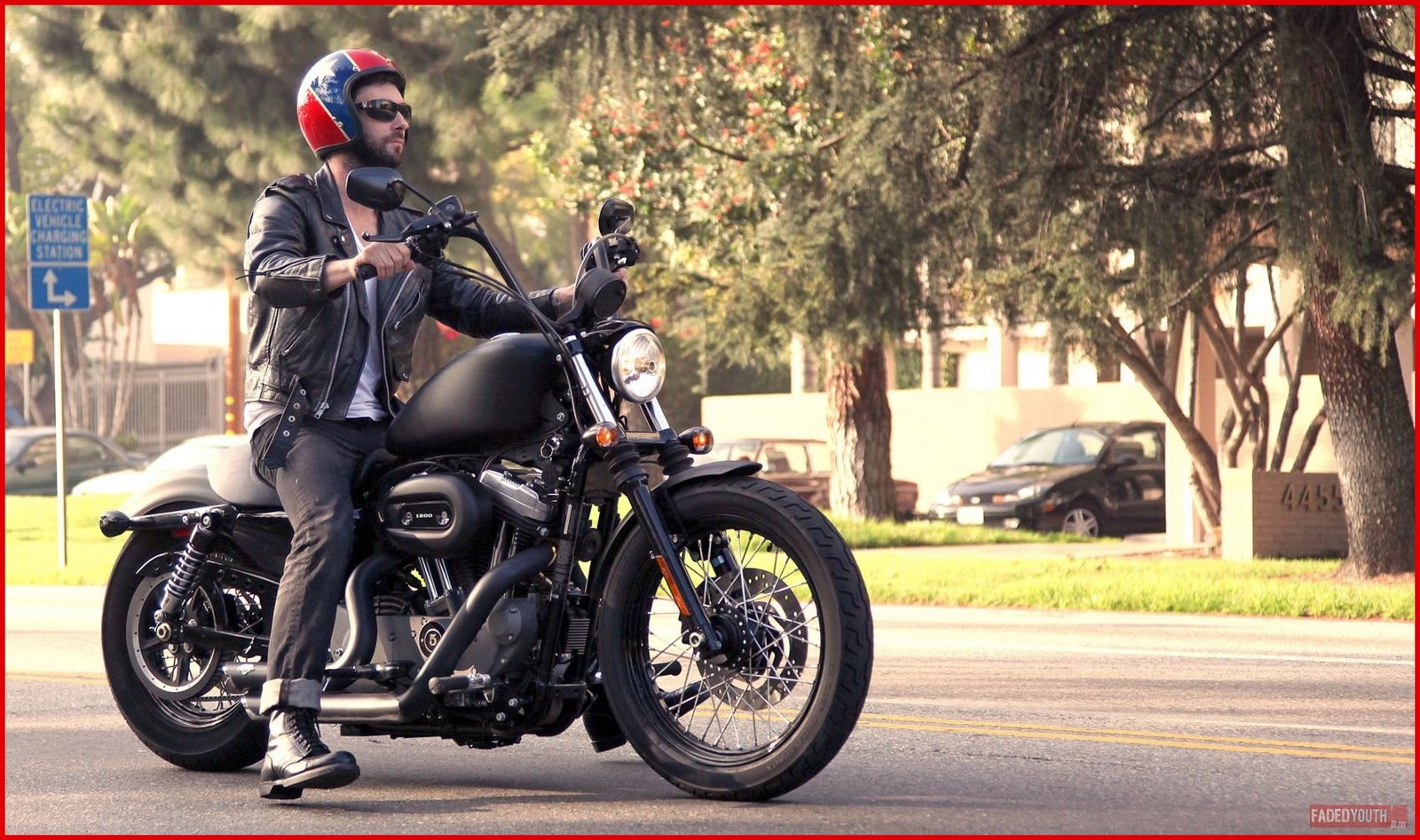 Picture of adam levine on motorcycle