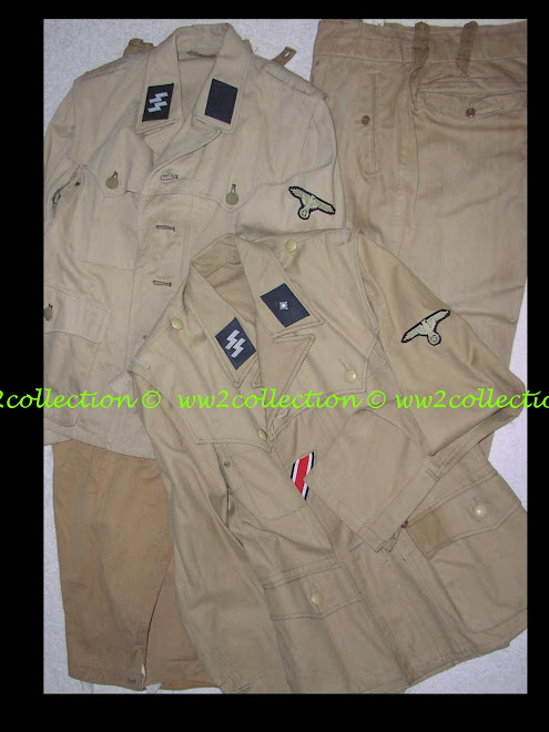 Uniform Waffen-SS tropical four pocket khaki combat tunic and straight leg trousers