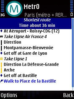 Métro public transport navigation for Symbian, Locify with online and offline maps and road navigation