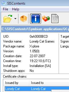 SISContents, unpack, analyse, edit, and sign .sis installer files