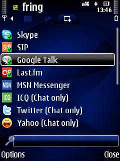 fring VoIP Skype instant messaging Twitter Facebook orkut on Nokia Symbian S60, Palringo chat, UCWEB Symbian web browser with tabbed browsing