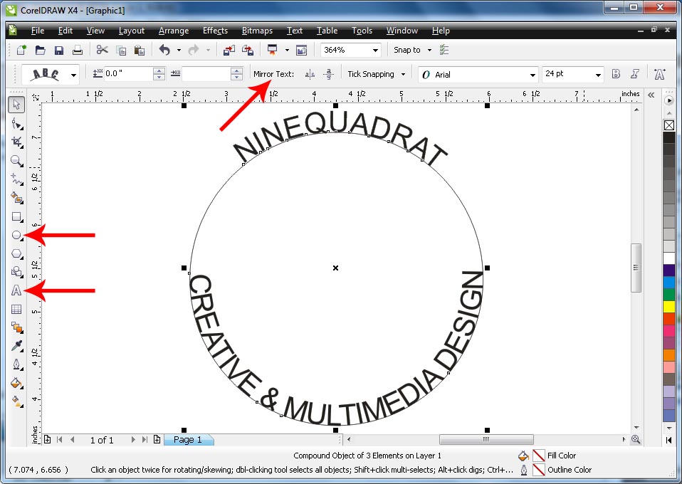 Ninequadrat: Membuat Tulisan Melingkar Pada CorelDraw X4